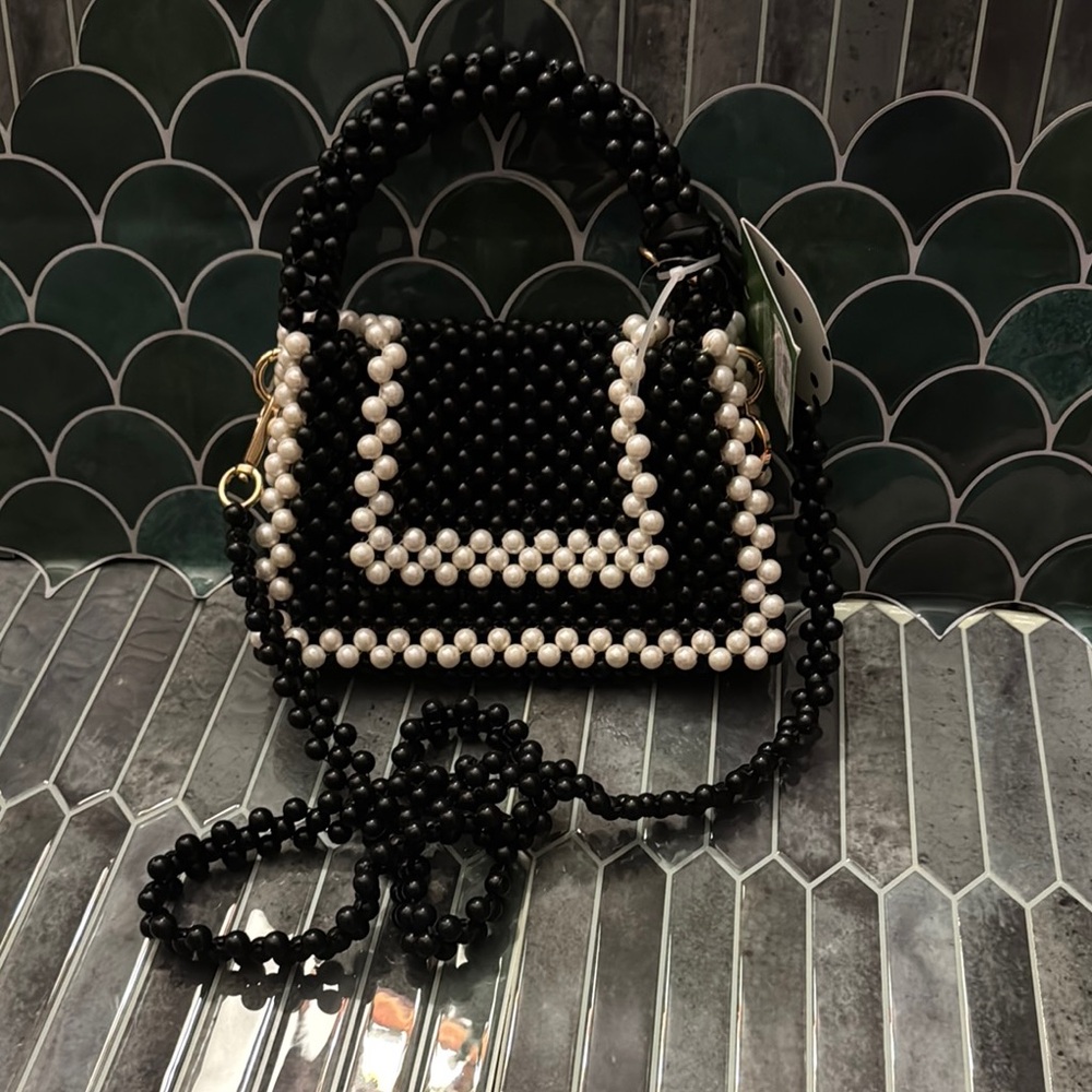 Kate Spade New York x Target Black & White Beaded Top Handle Bag – NWT